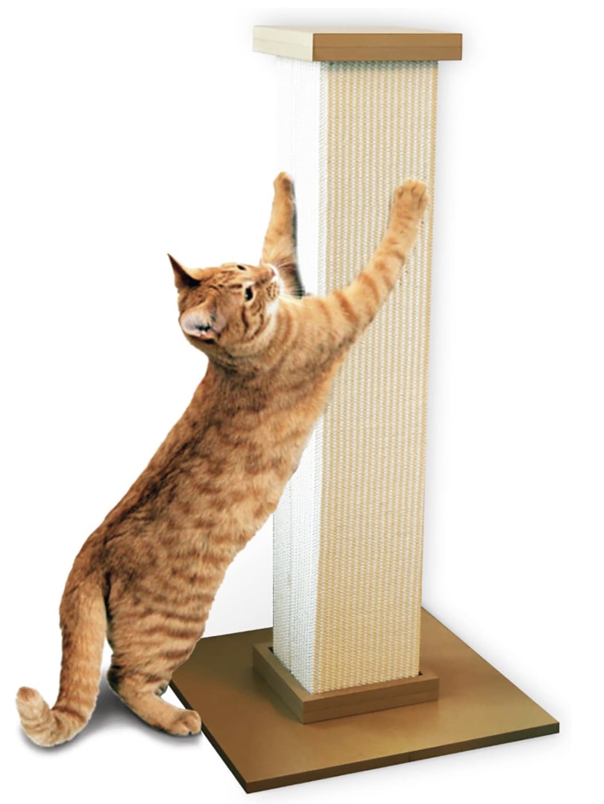 The SmartCat Ultimate Scratching Post, a tall sisal post on a beige base.